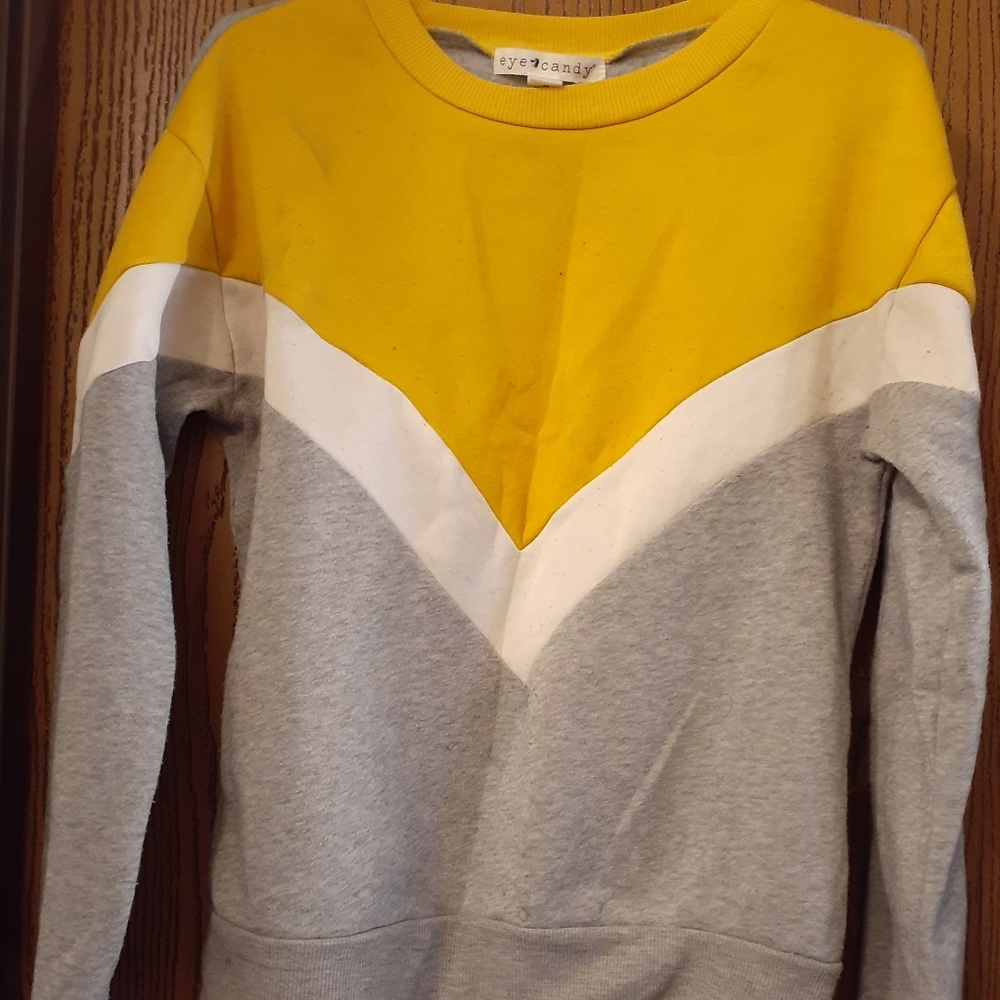 Yellow, Grey and White Eye Candy Sweater